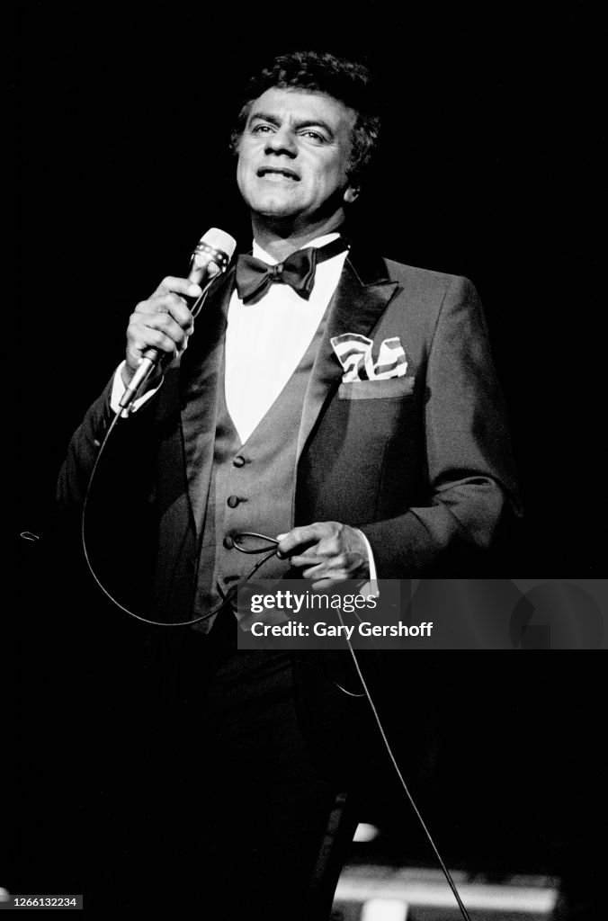 Tony Mathis Singer American Pop and Jazz singer Johnny Mathis performs onstage at Radio ...