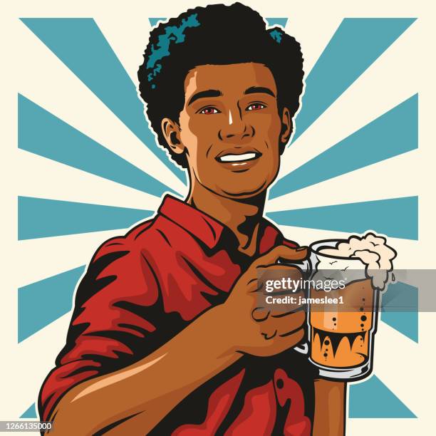 black man with beer - man drinking alone stock illustrations