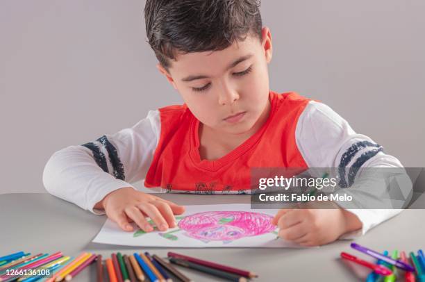 child's drawing - criança de escola stockfoto's en -beelden