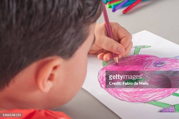 child's drawing - criança de escola stockfoto's en -beelden