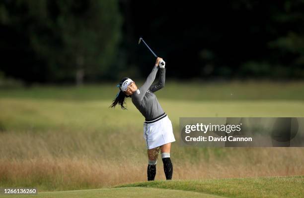 Yui Kawamoto of Japan plays her second shot on the second hole during the first round of the Aberdeen Standard Investments Ladies Scottish Open at...