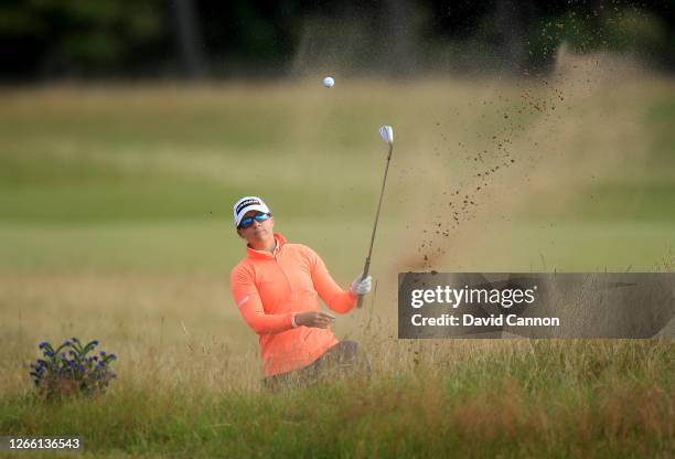 Jodi Ewart Shadoff of England plays her second shot on the second hole during the first round of the Aberdeen Standard Investments Ladies Scottish...