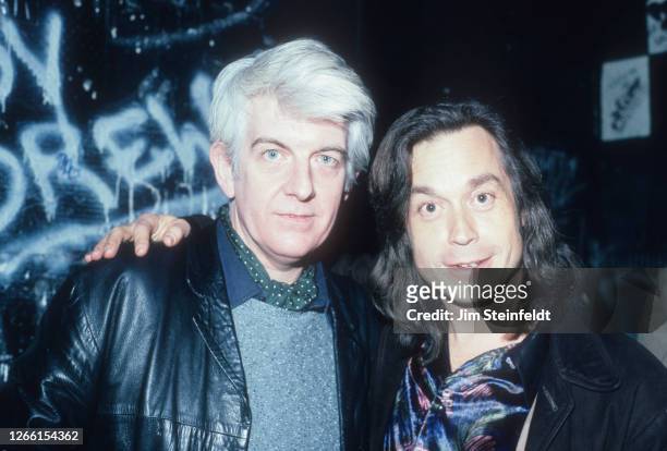 Musicians Nick Lowe and Jim Lauderdale pose for a portrait at First Avenue nightclub in Minneapolis, Minnesota on February 11, 1995.