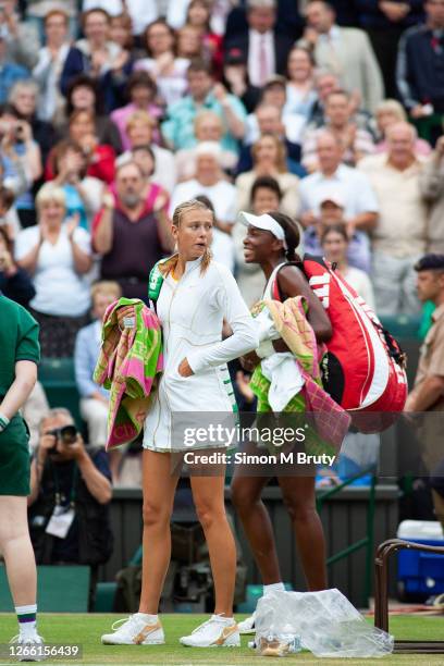 Venus Williams of United States after the Women's Single's Semi Final against Maria Sharapova of Russia at The Wimbledon Lawn Tennis Championship at...