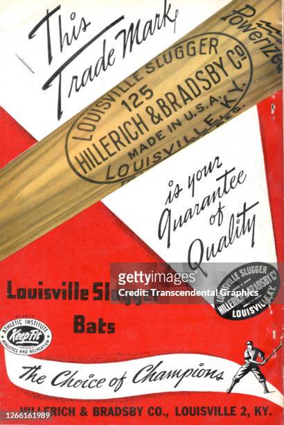 Advertisement for Louisville Slugger baseball bats, 1958. This ad appeared in the trade magazine, Sporting Goods Dealer.