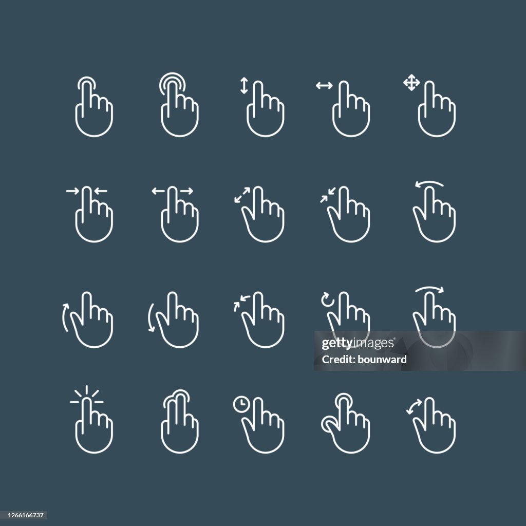 Hand-Bildschirm Touch Sensor Umriss Symbole editierbarstrich