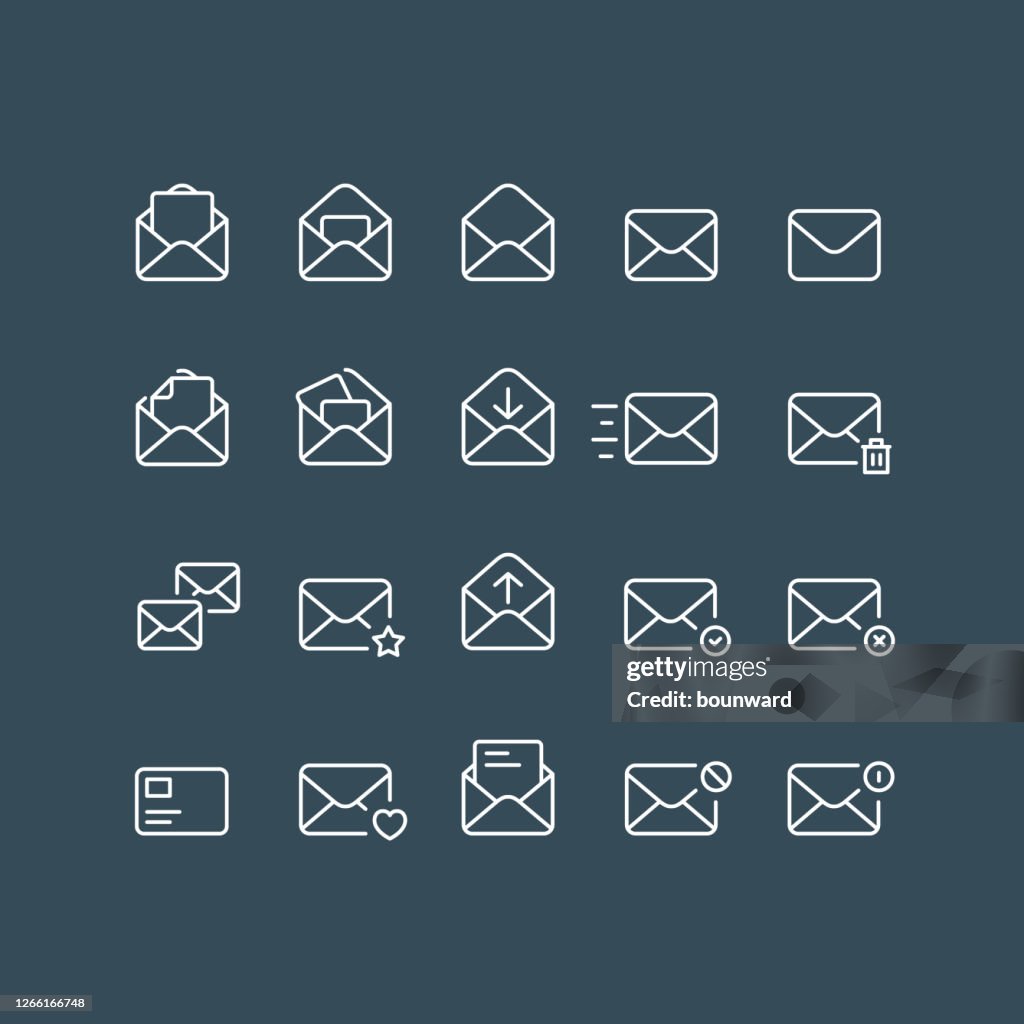 Mail Outline Icons Editable Stroke