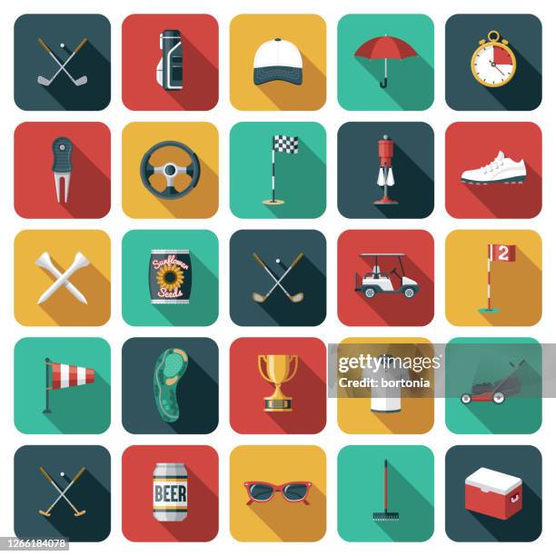golf icon set - driver golf club stock illustrations