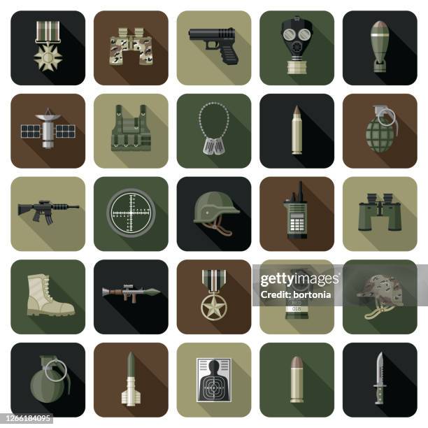 military icon set - army medal stock illustrations