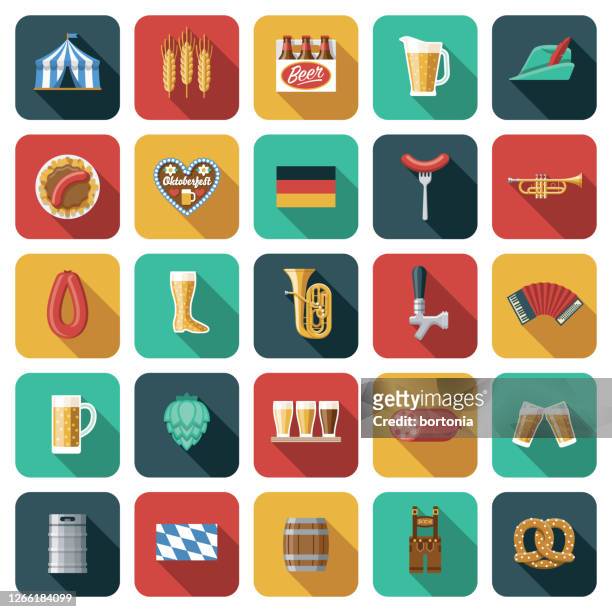 beer fest icon set - german food stock illustrations