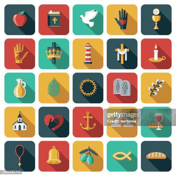 christianity icon set - catholicism stock illustrations