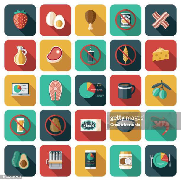 keto diet icon set - low carb diet stock illustrations