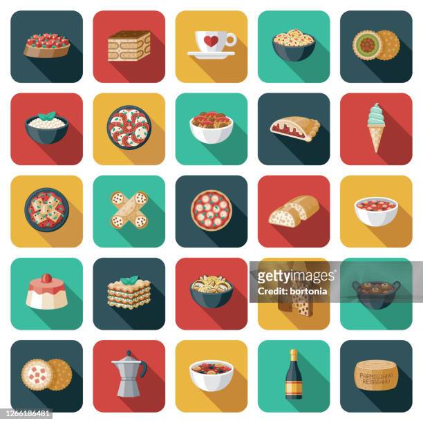 illustrations, cliparts, dessins animés et icônes de ensemble d’icônes alimentaires italiennes - ciabatta