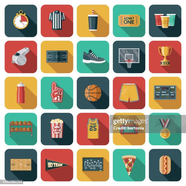 basketball icon set - basketball sport stock illustrations