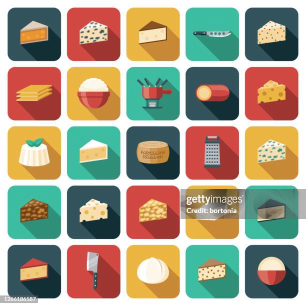 cheese icon set - blue cheese stock illustrations