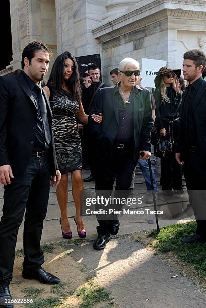 Barbara Gandolfi and Jean Paul Belmondo attend the Roberto Cavalli Spring/Summer 2012 fashion show as part Milan Womenswear Fashion Week on September...