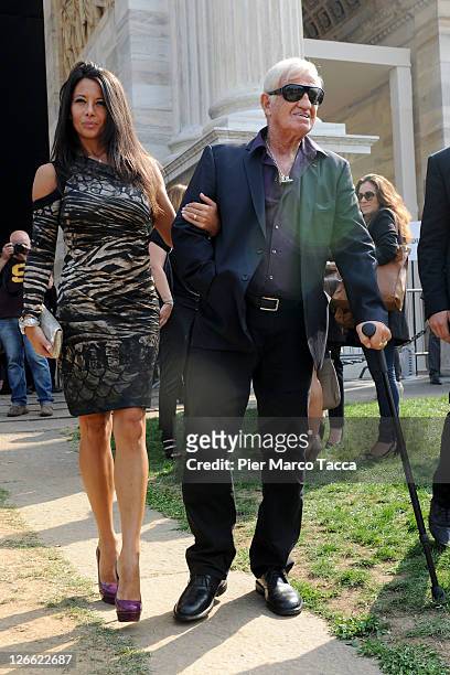 Barbara Gandolfi and Jean Paul Belmondo attend the Roberto Cavalli Spring/Summer 2012 fashion show as part Milan Womenswear Fashion Week on September...