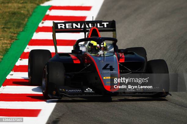 Max Fewtrell of Great Britain and Hitech Grand Prix drives during practice for the Formula 3 Championship at Circuit de Barcelona-Catalunya on August...