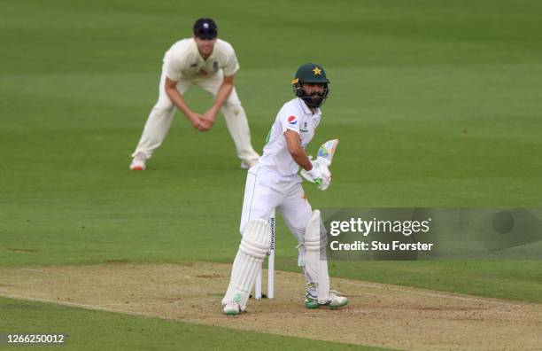 Fawad Alam of Pakistan in his open batting stance awaits a delivery during Day One of the 2nd #RaiseTheBat Test Match between England and Pakistan at...