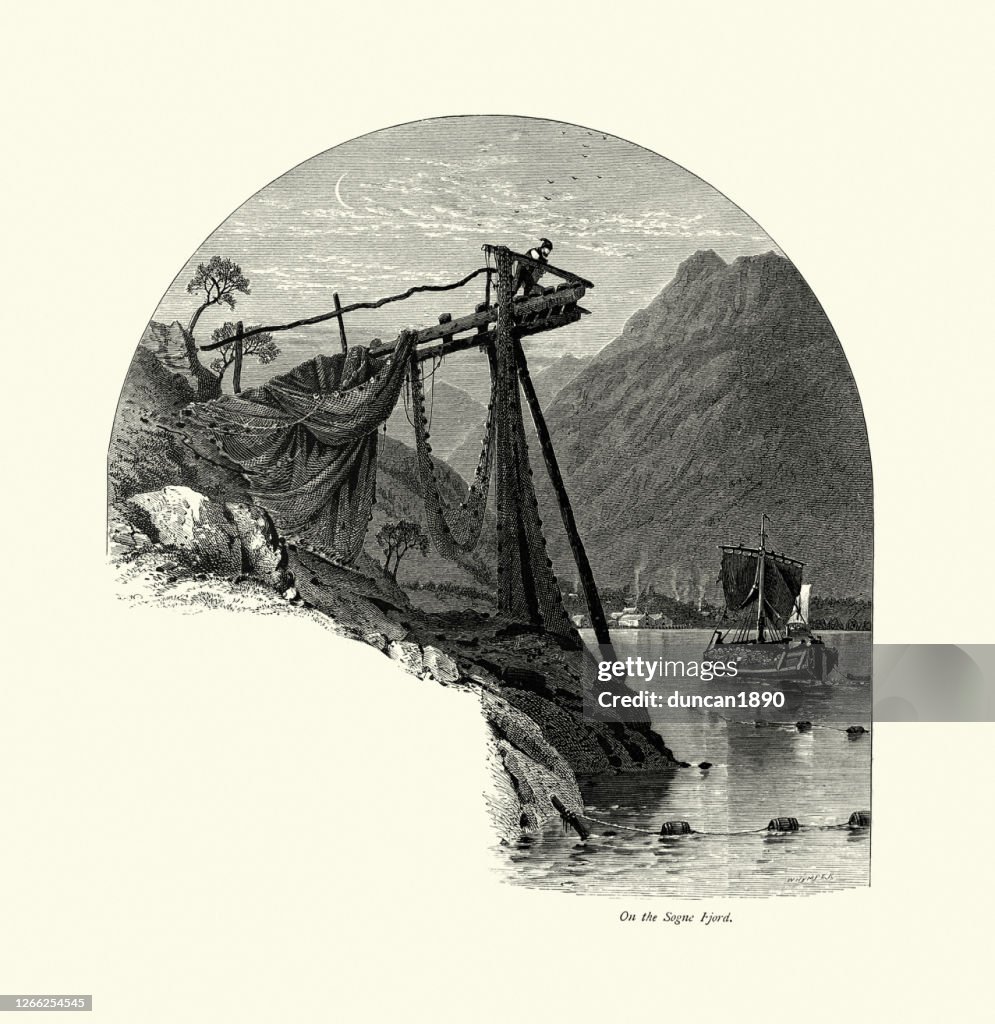 Fishing on the Sognefjord, Vesteland, Norway, 19th Century