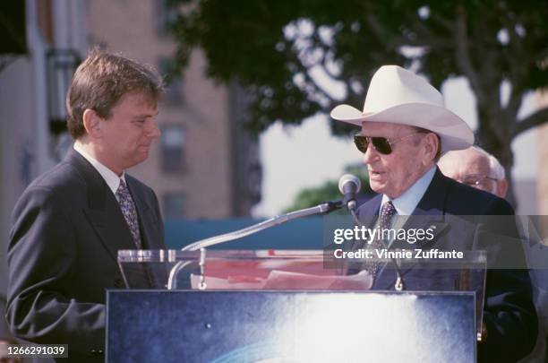 American television personality Pat Sajak receives a stars on the Hollywood Walk of Fame on Hollywood Boulevard, Hollywood, California, and is...