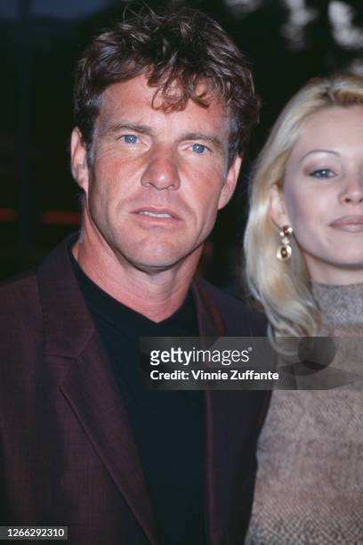 American actor Dennis Quaid with his partner, model Shanna Moakler at the premiere of the HBO TV movie 'Dinner with Friends' in Los Angeles,...