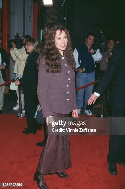 American actress Barbara Hershey at the 1996 Fire and Ice Ball at the Warner Brothers Studios in Hollywood, California, 1996.