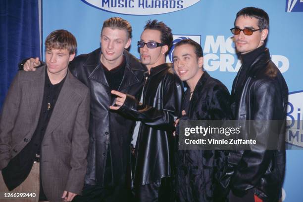 American group the Backstreet Boys at the Billboard Music Awards at the MGM Grand in Las Vegas, 8th December 1997. From left to right, they are Brian...