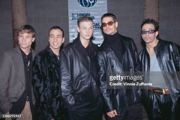 American group the Backstreet Boys at the Billboard Music Awards at the MGM Grand in Las Vegas, 8th December 1997. From left to right, they are Brian...