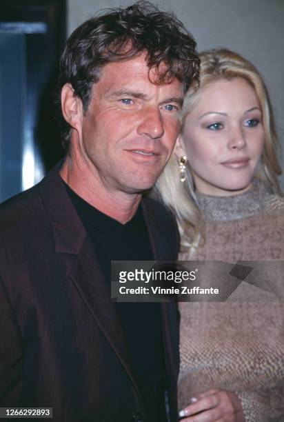 American actor Dennis Quaid with his partner, model Shanna Moakler at the premiere of the HBO TV movie 'Dinner with Friends' in Los Angeles,...