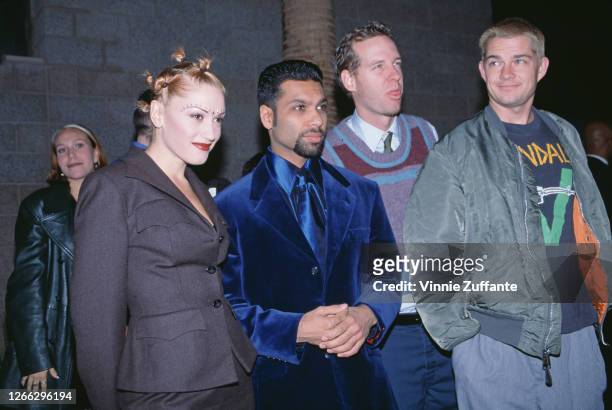 American band No Doubt at the Billboard Music Awards in Las Vegas, 8th December 1997. From left to right, they are singer Gwen Stefani, bassist Tony...