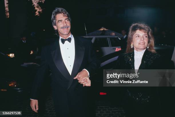American actor Sam Elliott and his wife, actress Katharine Ross at the 47th Annual Golden Globe Awards in Beverly Hills, Los Angeles, California,...