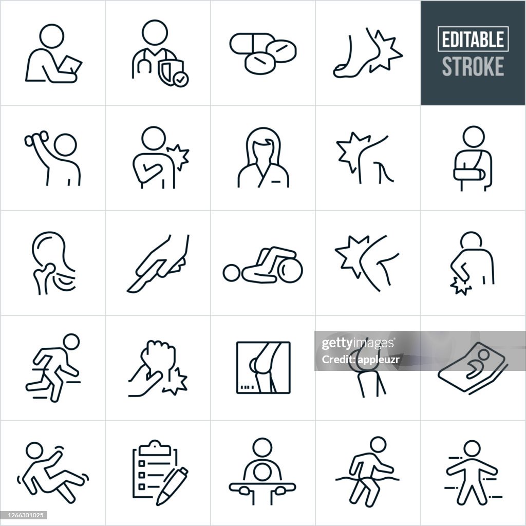 Orthopedics Thin Line Icons - Editable Stroke