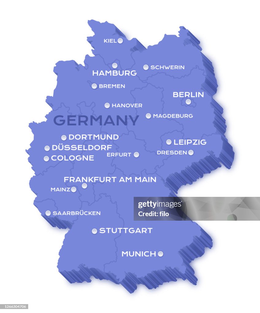 Germany Major and State 3D Map