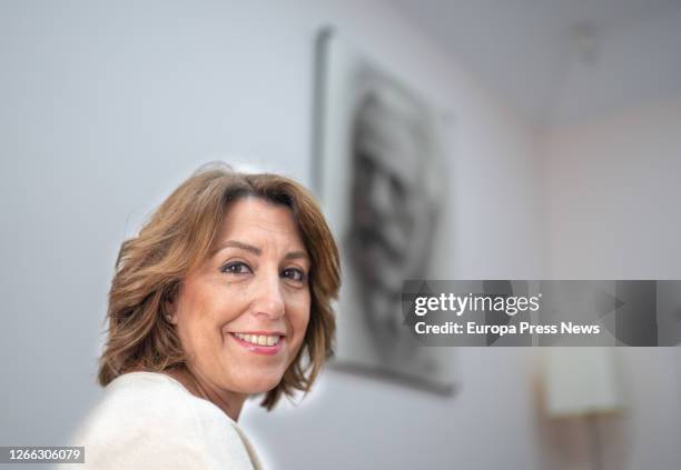 The general secretary of the PSOE-A, Susana Diaz, poses after an interview with Europa Press on August 14, 2020 in Seville, Spain.