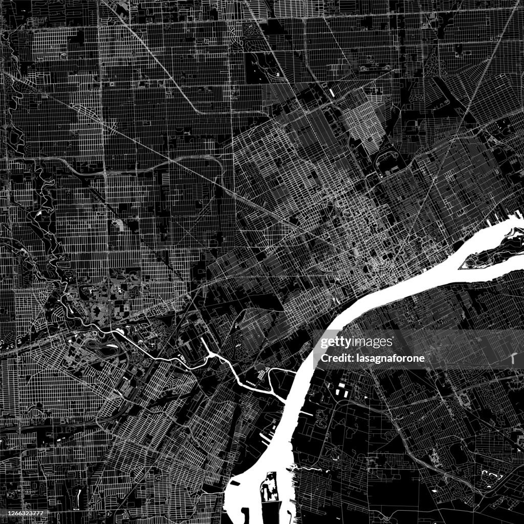 Detroit, Michigan, Vector Map