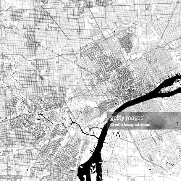 detroit, michigan, vector map - detroit streets stock illustrations