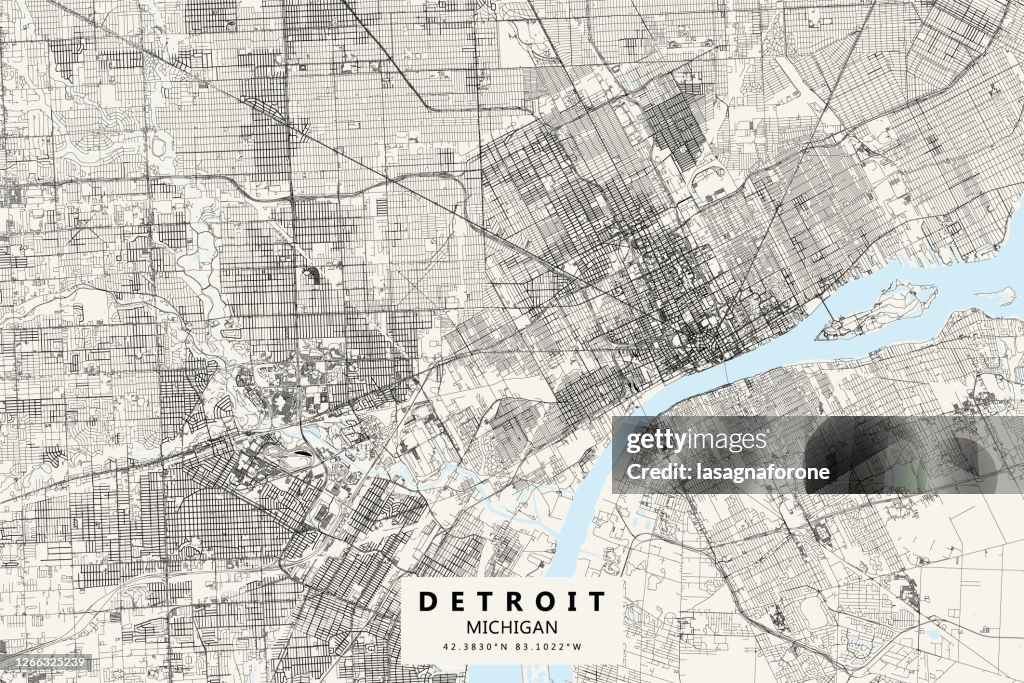 Detroit, Michigan, Vektorkarte