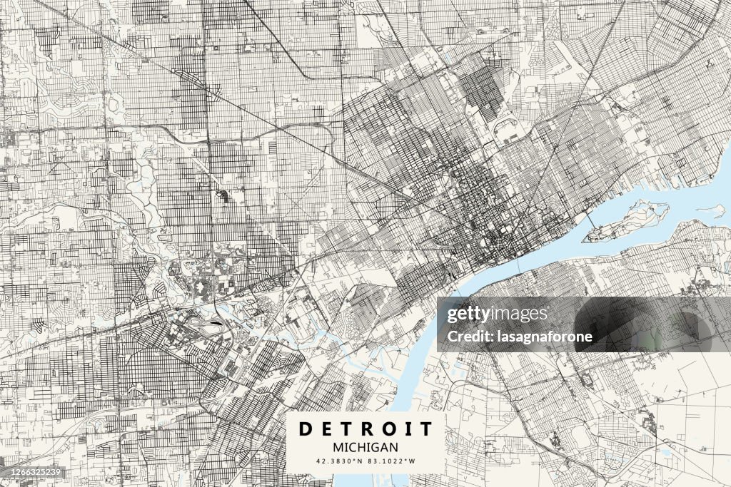 Detroit, Michigan, Vector Kaart