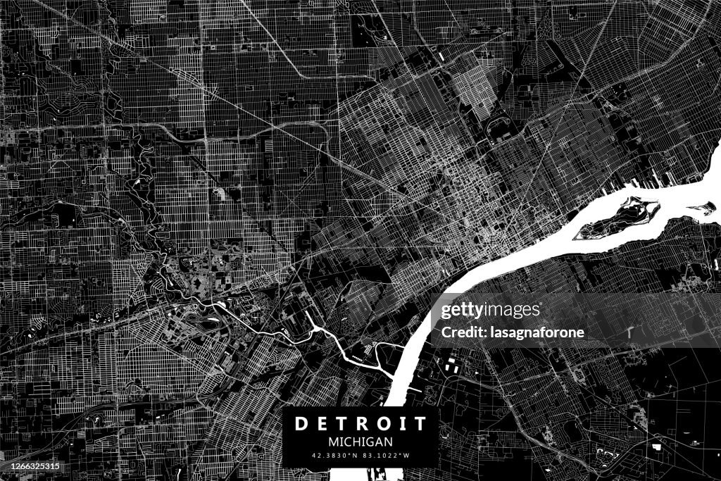 Detroit, Michigan, Vector Map