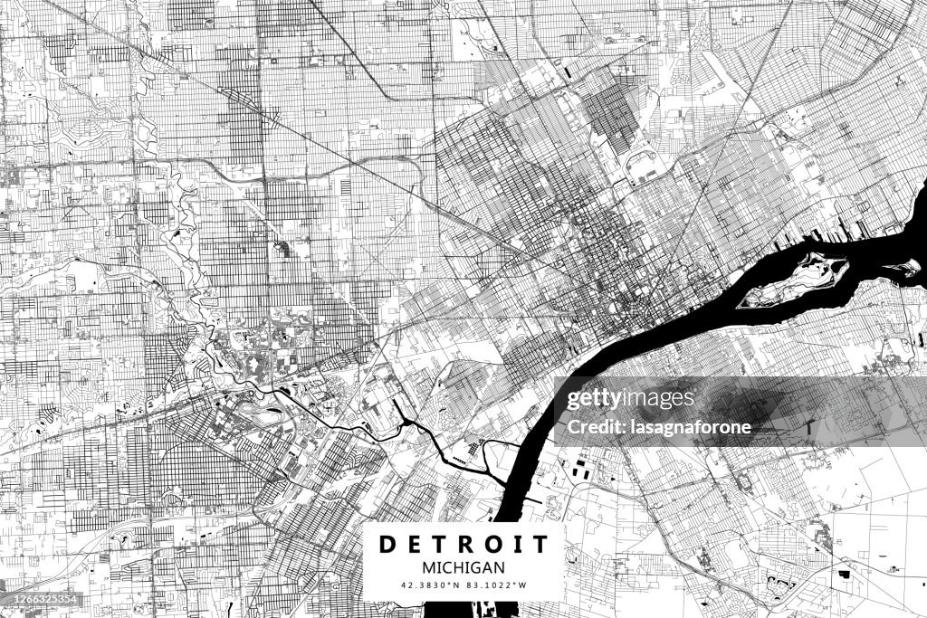 Detroit, Michigan, Vector Map