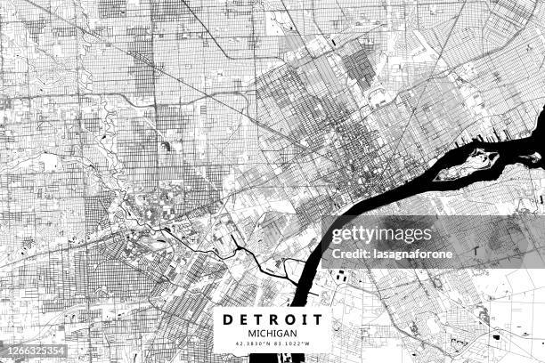 detroit, michigan, vector map - detroit streets stock illustrations