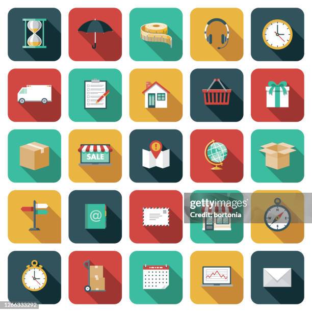 shipping icon set - warehouse inventory stock illustrations