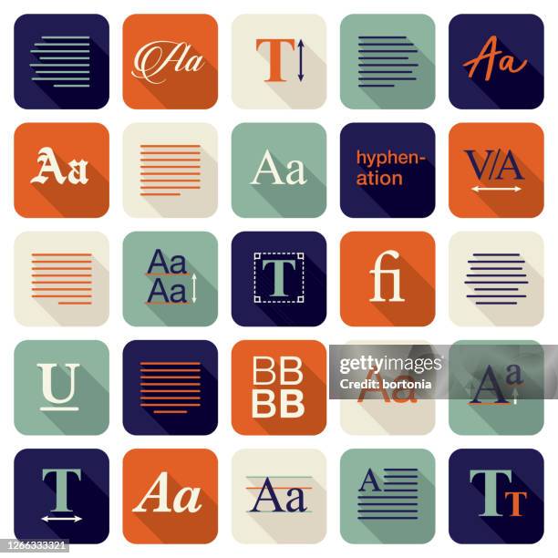 typography and typesetting icon set - letterpress stock illustrations