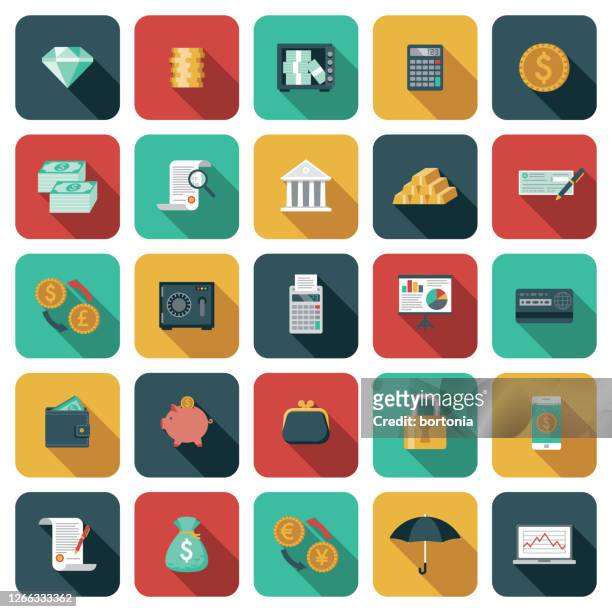 banking und finanzen icon set - change purse stock-grafiken, -clipart, -cartoons und -symbole
