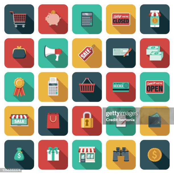 ilustraciones, imágenes clip art, dibujos animados e iconos de stock de conjunto de iconos de comercio electrónico - lista de la compra