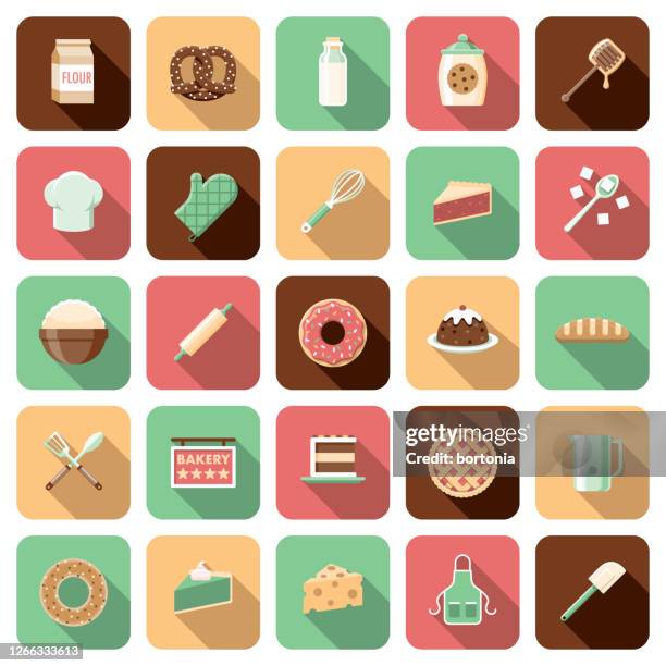 baking icon set - making a cake stock illustrations