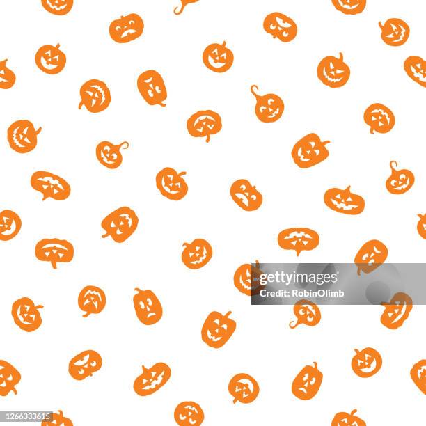 bildbanksillustrationer, clip art samt tecknat material och ikoner med little orange pumpor vit - scary pumpkin faces