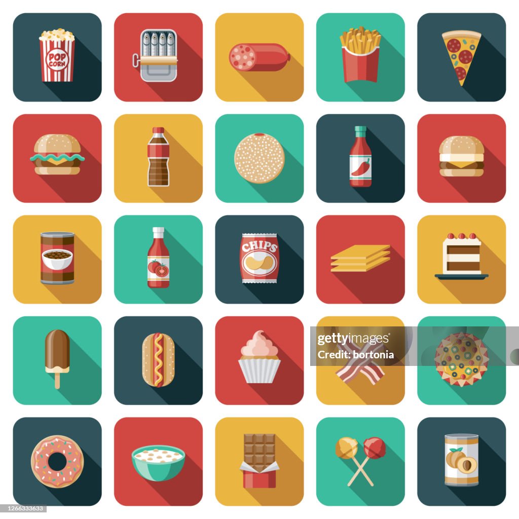 Processed Foods Icon Set