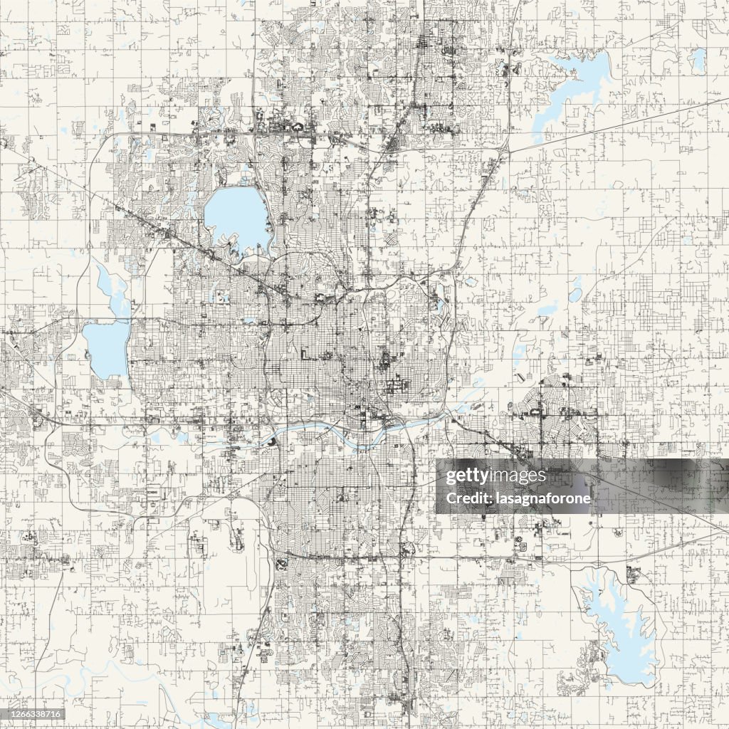 Oklahoma City, Oklahoma, USA Vector Map